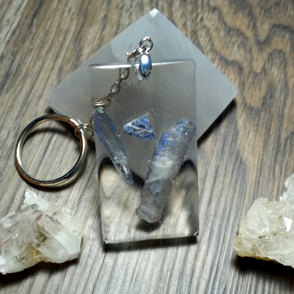 Handmade gemstones and charm keychain